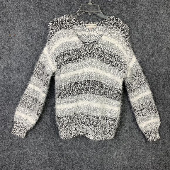 Knox Rose Nubby Eyelash Knit Sweater Women M Pull Over V Neck Soft Warm Cozy - Picture 1 of 11